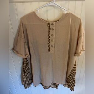 NWT Easel Short sleeve cotton Slub Henley Top